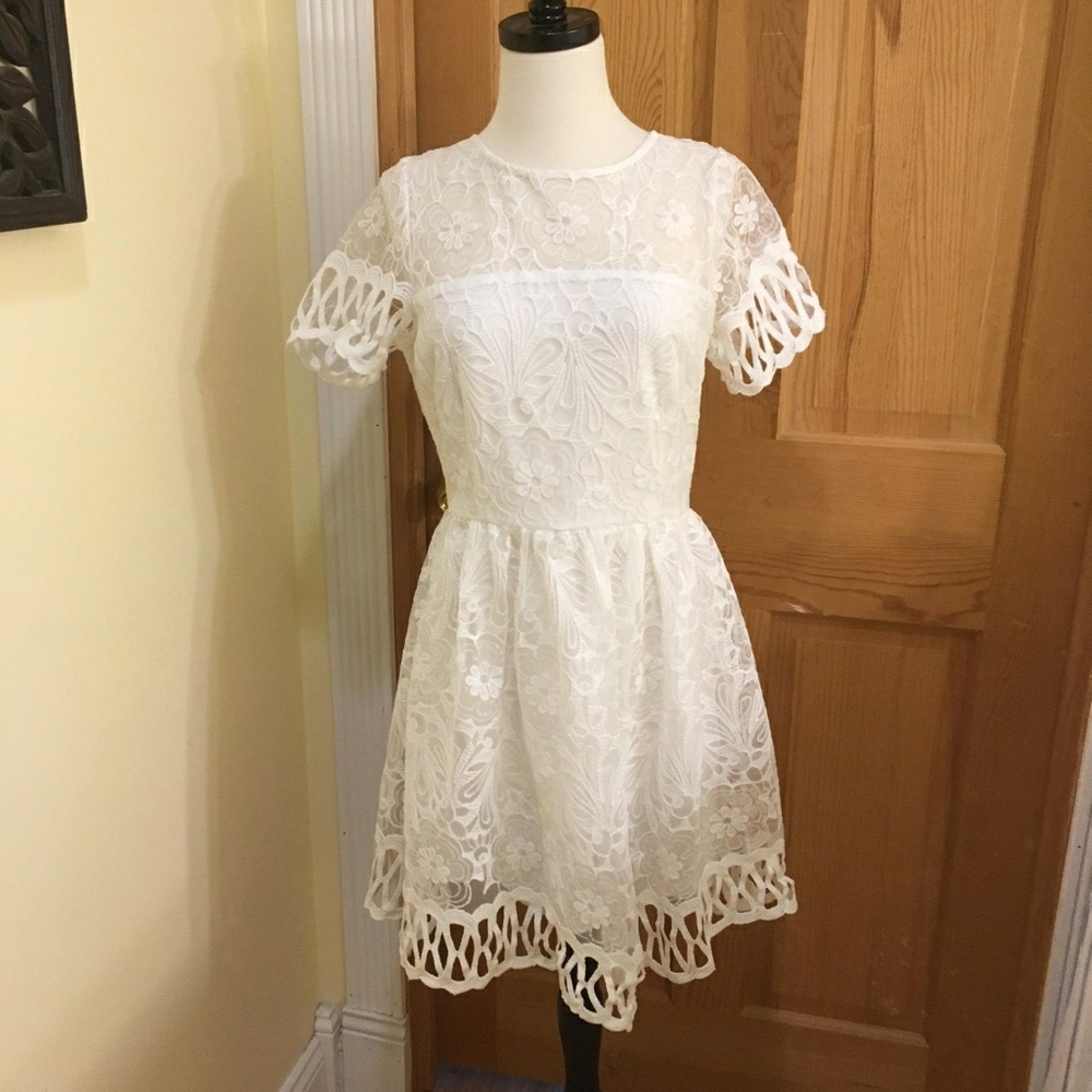 Boohoo white bridal shower dress